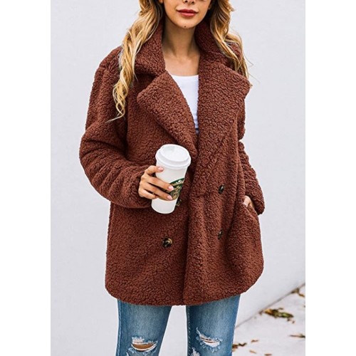 Z-brown Women's Fashion Long Sleeve Lapel Zip Up Faux Shearling Shaggy Oversized Coat Jacket For Warm Winter Z-brown Women's Fashion Long Sleeve Lapel Zip Up Faux Shearling Shaggy Oversized Coat Jacket For Warm Winter