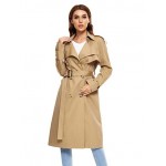 Women's Trench Coat, Double-breasted Rain Coat with Belt 100% Cotton
